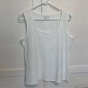 Coldwater Creek Classic White Sleeveless Round Neck Tank Top, M